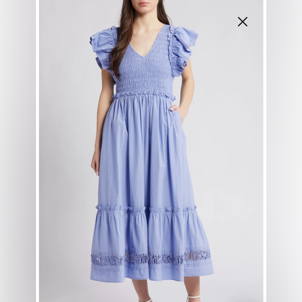 NWOT Cleobella Gladys Smocked Ankle Dress Periwinkle